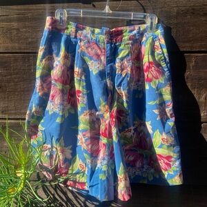 Cambridge Dry Goods Blue Floral High Waist Shorts
